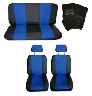 Lightweight Blue Black Synthetic Leather Car Seat Covers w Black Floor