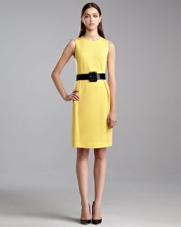 B23VN St. John Collection Milano Knit Jewel Neck Dress, Tuscan Yellow
