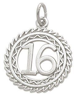 Rembrandt Charms Number 16 Charm, Rhodium Plated Silver