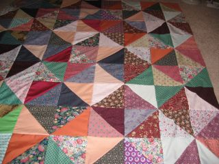 Unfinished Handmade Quilt Top 84 x 84 Inches