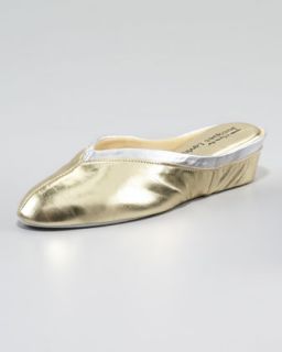 X17GH Jacques Levine Spanish Leather Wedge Mule, Gold/Silver