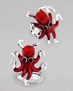 N20N2 Jan Leslie Octopus Cuff Links, Red