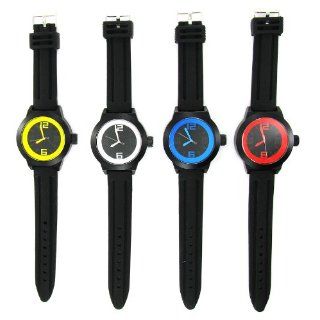 Geneva Watch Big Color Number Silicone Strap Watch Yellow  Black