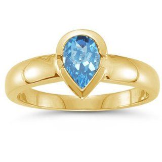2.03 Cts Swiss Blue Topaz Solitaire Ring in 18K Yellow