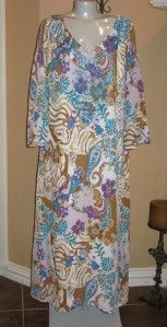 Anthony Mark Hankins Blue Gold White Print Long Dress XL