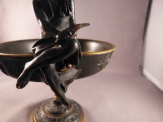antique bronze compote signed by emile hebert