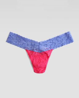 I0A01 Hanky Panky Colorblock Low Rise Thong, Coral/Blue