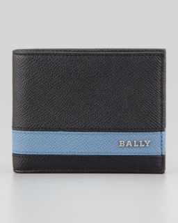 N23YE Bally Letrill Blue Stripe Logo Wallet, Black