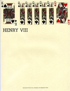  VIII Famous Letterheads of History King 6 Queen Playing Cards