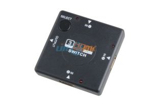 New 3 Input HDMI Switch Hub Switcher Splitter Box for 1080p HDTV Black