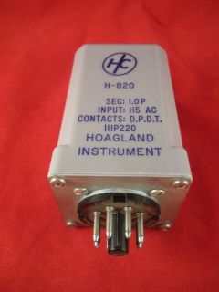 Hoagland Instrument H 820 Relay 1B D P D T 8 Pin New