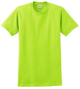 Gildan High Visibility Safety Green Plain Tee Shirt Mens Neon Green
