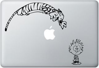 Spoof Calvin and Hobbes Pounce Macbook Decal Laptop Auto Wall Sticker