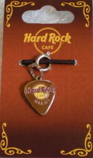 Hard Rock Cafe MIAMI FL GUITAR PICK CHARM for BRACELET (BROWN)   NEW