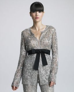 Naeem Khan Sequined Belted Jacket   