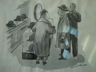 HELEN HOKINSON 1939 ORIGINAL COMIC ART NEW YORKER MAGAZINE STAMPED ON