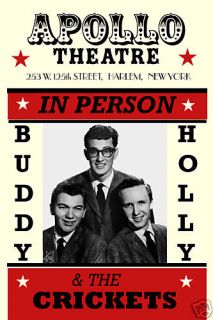  Holly & Crickets at the Apollo Theatre in Harlem Concert Poster 1957