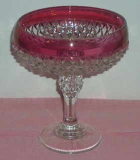 Vintage Indiana Glass Diamond Point Compote Pedestaled Dish