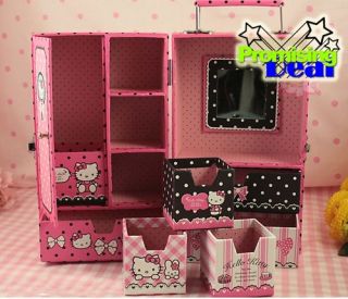 Hello Kitty Jewelry Box Case Storage Drawer C w Mirror