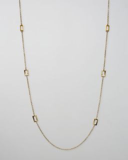 Gold Rectangle Station Necklace, 40