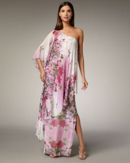 Notte by Marchesa One Shoulder Caftan Gown   