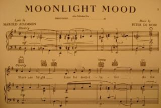 Old 1942 Moonlight Mood Sheet Music Connee Boswell O