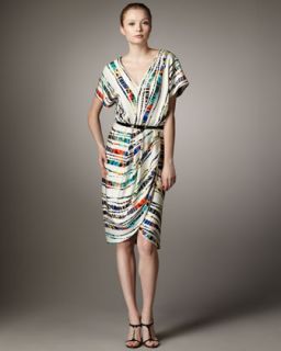 Rachel Roy Bamboo Print Draped Tulip Dress   