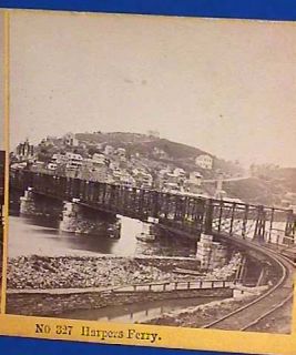  Antique Stereo View Photo Kilburn Bros. Harpers Ferry Railroad Bridge