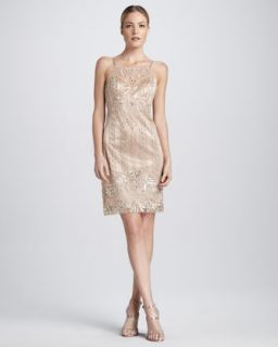 Sue Wong Beaded Cocktail Dress with Spaghetti Straps   