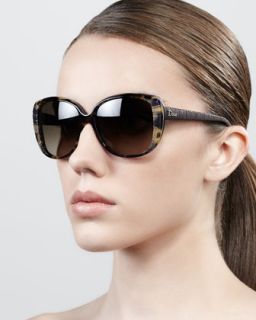 D0G50 Dior Taffeta Etched Soft Cat Eye Sunglasses, Brown Havana