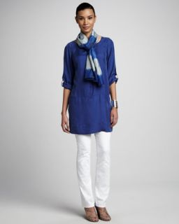 47V7 Eileen Fisher Tunic/Dress, Stretch Twill Jeans & Silk Shibori