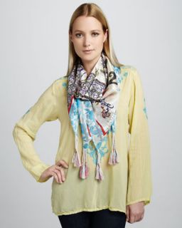 43ZZ Johnny Was Collection Miliana Embroidered Georgette Blouse