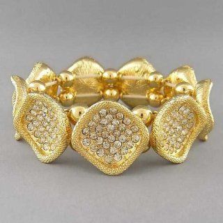 Gold Stretch Bracelet with Crystal Studs Fashion Jewelry Jewelry