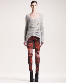 Helmut Lang Textured Melange Sweater & Helix Asymmetric Jersey Skirt