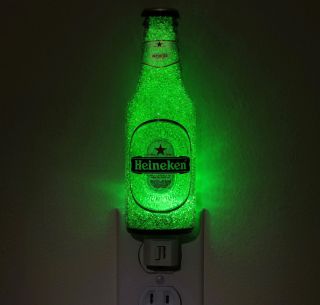 Heineken Beer 7oz LED Night Light/Bottle Lamp~ Crystal Glow ~Bodacious