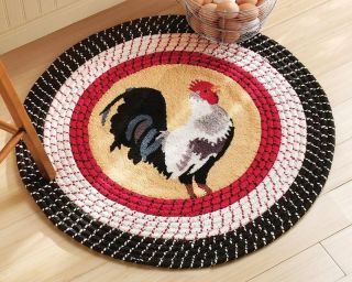 New Round Rooster Kitchen Braided Accent Rug Country Home Decor