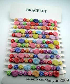 Wholesale 12P Mix Snail Flowers Acrylic Bracelet Childrens Dress Up