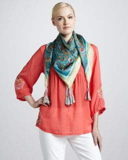 Johnny Was Collection Star Flower Blouse & Omni Print Silk Scarf