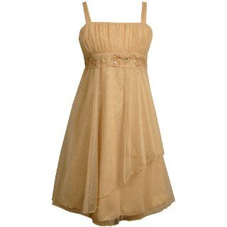   Bonnie Jean Girls 7 16 Glitter Mesh Dress,Gold,16 Clothing