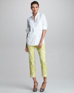 Etro Long Sleeve Embroidered Shirt & Printed Cropped Pants   Neiman
