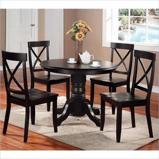 Home Styles Furniture Wood Casual Pedestal Black Finish Dining Table
