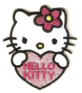 Hello Kitty Pink Heart Cartoon Emo Embroidery Iron on Patches