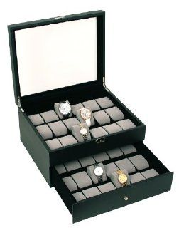 Classic Black Glass Top Watch Box Display Case with High Clearance for