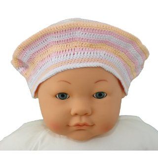  Cotton Baby Beret, Size 6 18 M., Color Pink/yellow Stripes Clothing