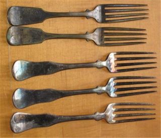 Antique Silverplate Dinner Forks FIVE Wm. Rogers Mfg. Co. AA