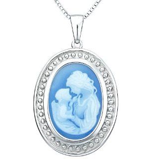  Mother and Child Cameo Pendant Necklace, 18 Jewelry 