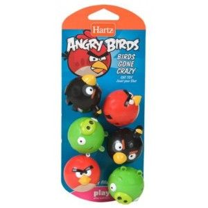 Hartz Official Angry Birds Cat Toy Birds Gone Crazy Balls w Bells 6pk