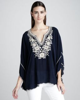 T619K Johnny Was Collection Embroidered Georgette Poncho Tunic, Women