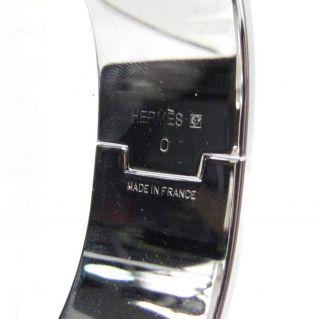 NIB $630 Hermes H Bracelet PM Silver Plated Red Enamel Clic Clac Cuff
