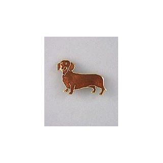Hand enameled brown dachshund brooch or pin Jewelry 